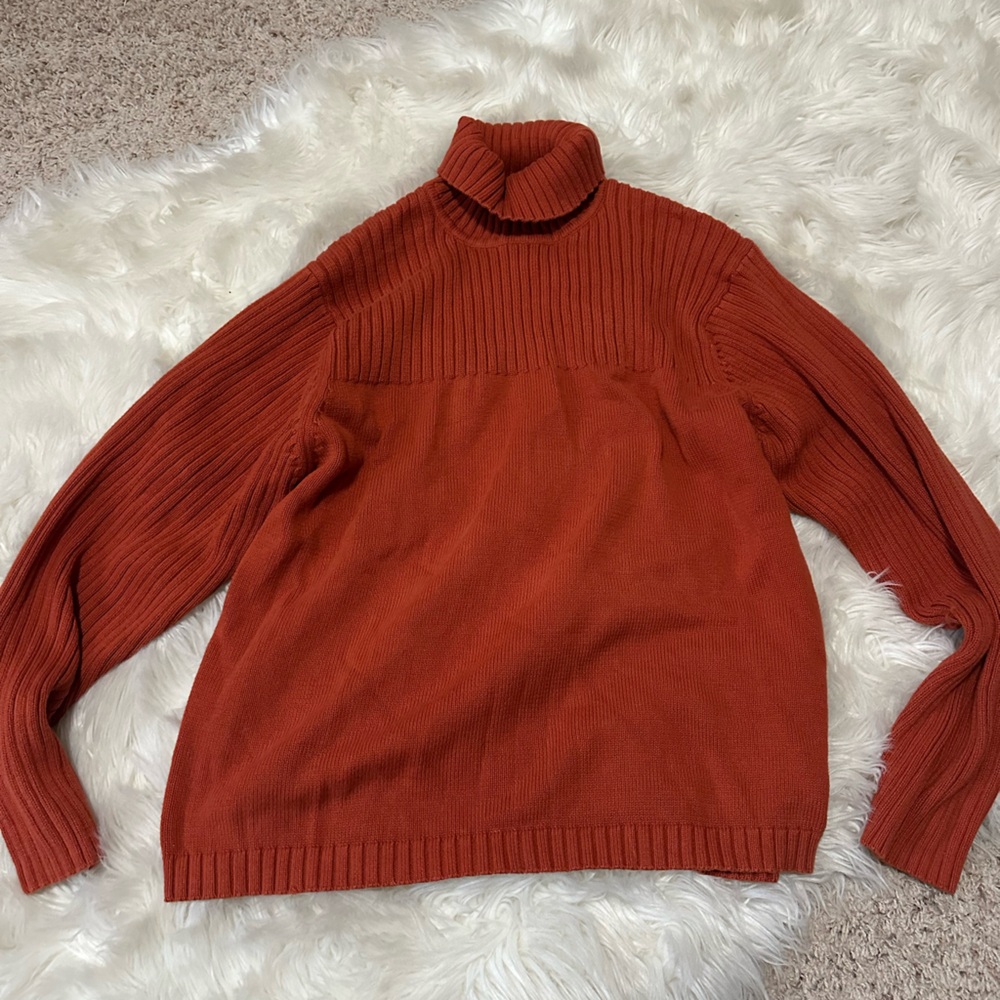 Elegant Rust Turtleneck Sweater for Women 100% cotton